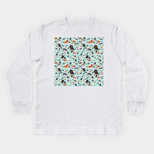 Spaniels in Blue Kids Long Sleeve T-Shirt